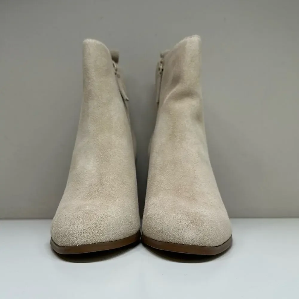 NWOB | Violet & Red | Meaghan Heeled Suede Bootie | Off-White | 7M